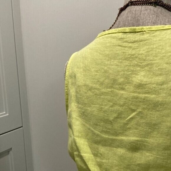 Via Signora Neon Yellow Linen Maxi Dress Medium fit - Picture 11 of 16